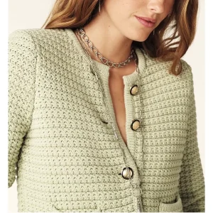 Pure Pine BA Knitted ort Jaet Gold Button oulder Pad Ele Commute OL New Color Small Fraance Sle round Ne - AliExpress Sweaters&Jumpers