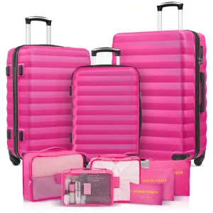 3 Piece Luggage Set With 6 Packing Bags, ABS Durable Suitcase With Spinner Wheels, Travel Luggage Set For Women (20/24/28 Inch) ,Perfect For Vacation. - AliExpress Luggage