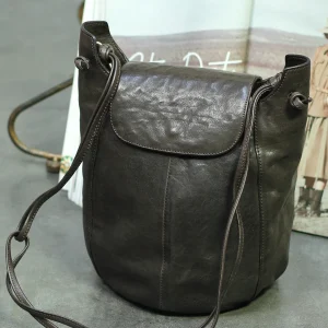 Retro Feel Tannery Top Layer Cowhide Women's Bag Medium Size Single Shoulder Slant Cross Bag Washed Plant Tanning Process - AliExpress Women's Handbags