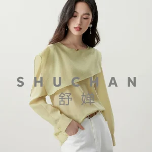 Thin Blouse Women Asymmetrical Loose-leaf Styling Sense Lapel Lyocell Acetic Acid French Shirt 26 Spring New - AliExpress Shirts & Blouses