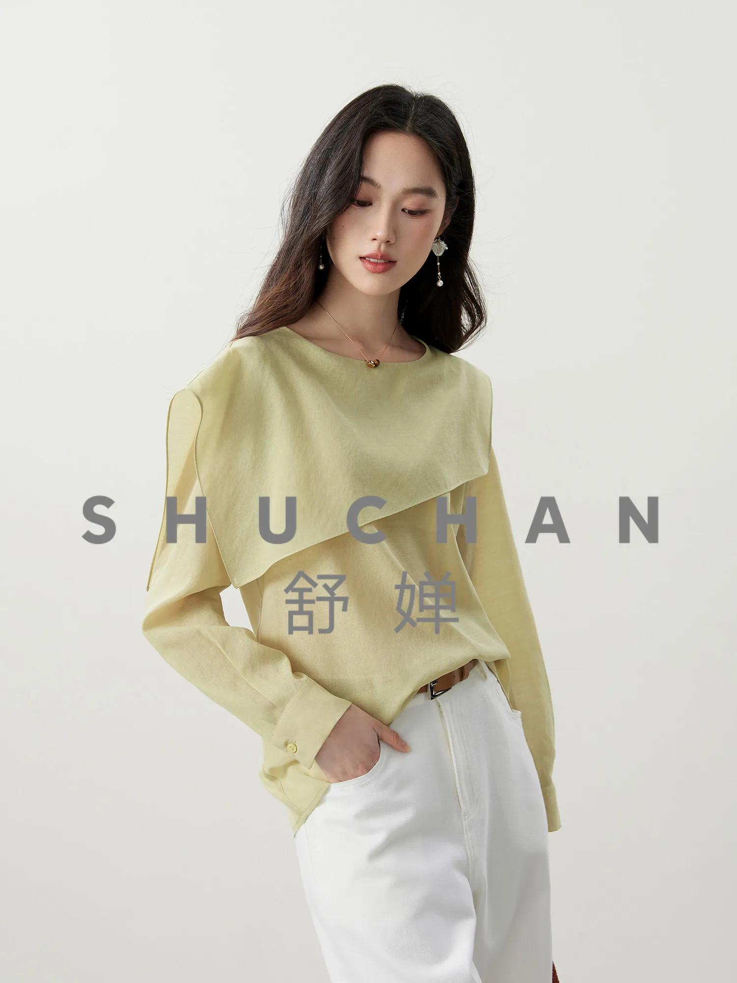 Thin Blouse Women Asymmetrical Loose-leaf Styling Sense Lapel Lyocell Acetic Acid French Shirt 26 Spring New - AliExpress Shirts & Blouses