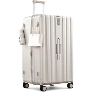 Expandable 29 Inch Large Suitcase with Wheels and Lock for Men and Women, Ivory White - AliExpress Luggage