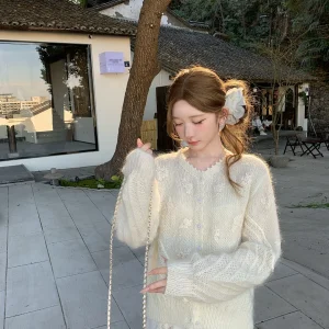 NMIOK Beige Wool And Camere Blend Knitted Long Sve Women's Sweater Hook Pattern Soft Nylon Fiber Spring New Sle - AliExpress Sweaters&Jumpers