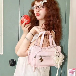 Punk Style Motorcycle Bag Sweet Cool Girl Pink Fashionable Handbag Shoulder Crossbody Bag Removable Strap Spring Summer - AliExpress Women's Handbags