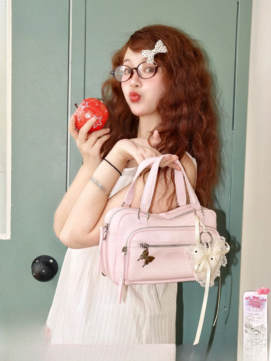 Punk Style Motorcycle Bag Sweet Cool Girl Pink Fashionable Handbag Shoulder Crossbody Bag Removable Strap Spring Summer - AliExpress Women's Handbags