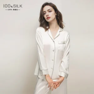Simple Pure Color Silk Pajamas Set Women Long Sleeve Two Piece Set Breathable Home Clothing Gift Sleepwear Outwear - AliExpress Women's Sleep & Lounge