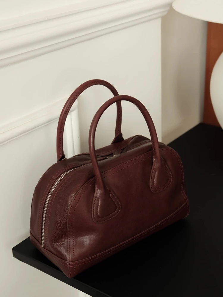 Black Fashion Simple Shell BagHandbag For Women Genuine Leather Tote Real Leather Lady Shoulder Crossbody Bag Boston Bag 2025 - AliExpress Women's Handbags