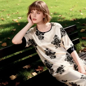 100% Mulberry Silk 3/4 Sleeve Floral Pajama Set Women's Loose Fit Elegant Homewear High-end Soft Pajamas Loungewear Sleepwear PJ - AliExpress Women's Sleep & Lounge