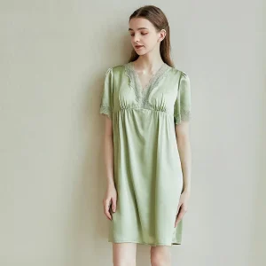 New Heavy Silk Nightdress Spring Summer with Pads 100% Mulberry Silk Pajamas Sweet Loungewear Women S5917 - AliExpress Women's Sleep & Lounge