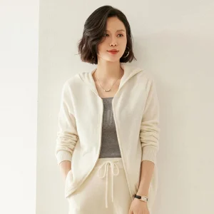 FRSEUCAG  New 100% cashmere knitted women's cardigan hooded sweater fashionable full sleeved jacket women's cashmere sweater - AliExpress Sweaters&Jumpers