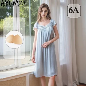 AYUNSUE 16Mm 100% Mulberry Silk Night Dress for Women 2026 Summer Dress Pajama Women's Home Clothes New Style Пижама Женская - AliExpress Women's Sleep & Lounge