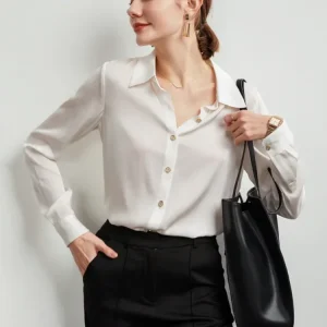 Spring New Silk Shirt European And American Design Long-sleeved Mulberry Silk Top Solid Color Shirt Women - AliExpress Shirts & Blouses