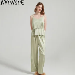 AYUNSUE 80% Mulberry Silk Pajamas for Women 19MM Silk Three-piece Pajamas 2026 Summer Sleepwear Camisole Pajama פיגמה קיץ לנשים - AliExpress Women's Sleep & Lounge