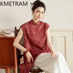 KMETRAM 100% Mulberry Silk Xiangyunsha Blouse Women 2026 Summer Retro Elegant Mid-length Short Sleeved Shirts Camisas De Mujer - AliExpress Shirts & Blouses