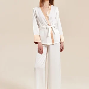 New Pajamas Women's Thin Long Sleeve Home Clothes Silkworm Silk Bathrobe Long Pants Set - AliExpress Women's Sleep & Lounge