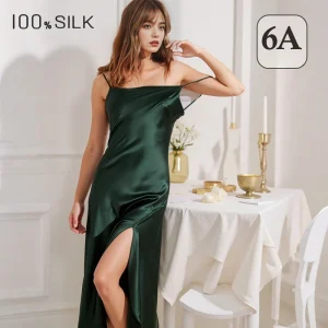 Sexy Women 19 Momme Heavy 100% Mulberry Silk Slip Dress Side Slit Camisole Nightgown Summer Outdoor Loungewear - AliExpress Women's Sleep & Lounge