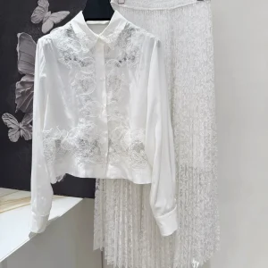 2026 New Arrival Silk Tops For Women Elegant Ruffles Embroidered Lace Shirt Sexy Ladies White Blouse - AliExpress Shirts & Blouses