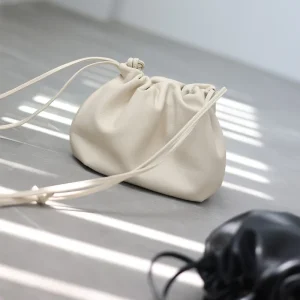 Natural Cowhide Drawstring Cloud Bag Soft Genuine Leather Women Luxury Crossbody Shoulder Bags Summer Portable Purse - AliExpress Women's Handbags