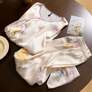 Women's New Chinese Silk Pajamas, Spring and Autumn Styles, Medium Sleeves Loungewear Suits for Outdoor Summer Wear XL Size - AliExpress Women's Sleep & Lounge