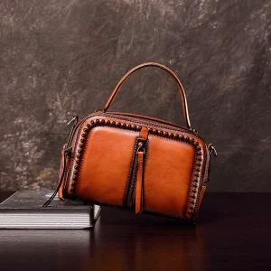 Women's bag, genuine leather crossbody bag, top layer cowhide handbag, hand polished rivet bag - AliExpress Women's Handbags