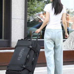 ex Large Capaci Travel Bag with Wheels Outdoor Lage Bapa Sle Ox Cloth Pure Color Faion Trend Youth Bag - AliExpress Travel Bags