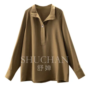 Effortless High-end Sense Blouse High-quality Lyocell Wool Slack Sense Stand Neck Shirt Women's E093 - AliExpress Shirts & Blouses