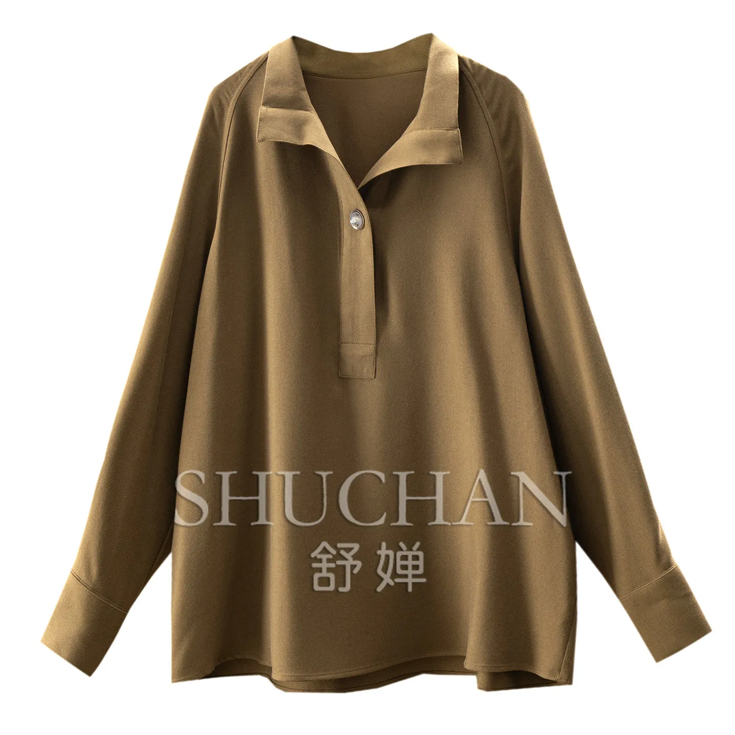 Effortless High-end Sense Blouse High-quality Lyocell Wool Slack Sense Stand Neck Shirt Women's E093 - AliExpress Shirts & Blouses