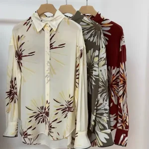 Women Silk printed shirt top long sleeve casual versatile fashion blouse - AliExpress Shirts & Blouses