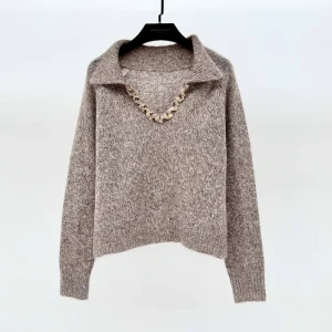 Fashion Loose Elastic Wool Blended V-neck Sequined Lace Women's Sweater Fashion High Quality Long-sleeved Autumn Pullover - AliExpress Sweaters&Jumpers