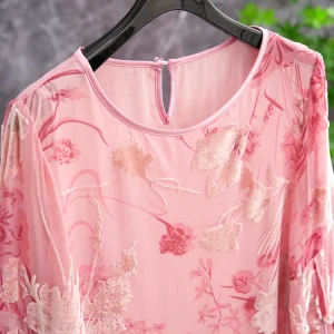 New Chinese Sle National Trend Silk Velvet 3D Relief Embroidery Pink Lantern mid Sve irt  Silk Top Women's Fas... - AliExpress Shirts & Blouses