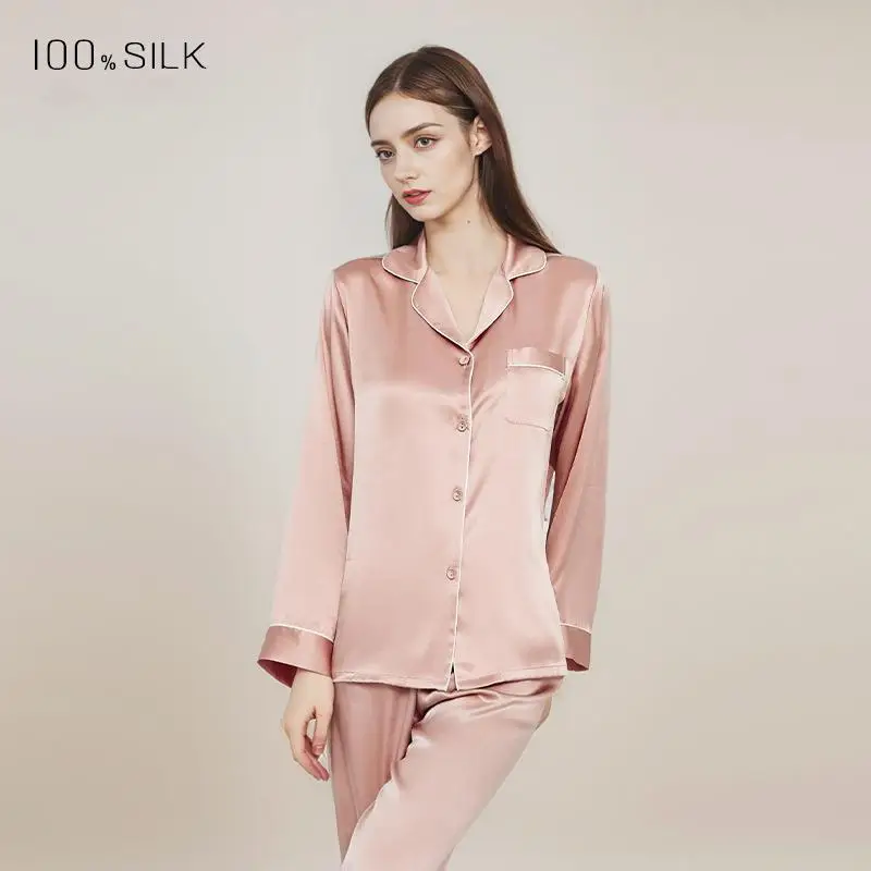 2025 Summer New Silk Pajamas Women's Long Sleeve Pants Lapel 100% Mulberry Silk Cool Home Clothes Set Pajamas Nightwear - AliExpress Women's Sleep & Lounge