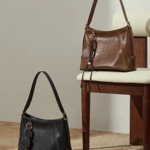 FLORAL Genuine Leather Bag for Women Vintage Brown Shoulder Bag Adjustable Strap Large Capacity Hobo Underarm Purse for Travel - AliExpress Women's Handbags