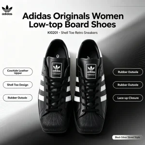 Adidas Originals KI0201 Women Low‑top Board Shoes Cowhide Leather Shell Toe Rubber Outsole Lace‑up Retro Street Sneakers - AliExpress Sneakers