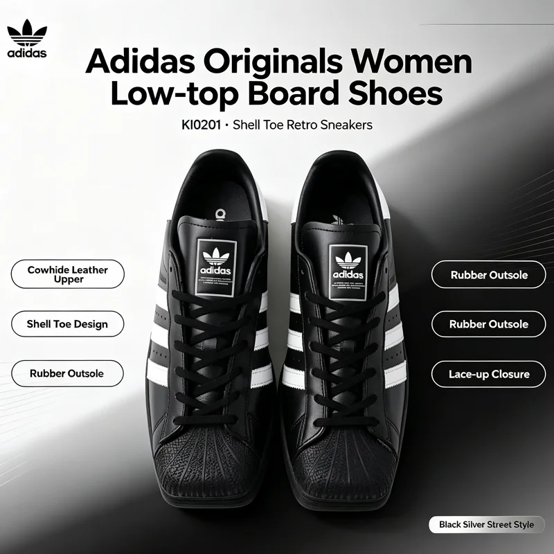 Adidas Originals KI0201 Women Low‑top Board Shoes Cowhide Leather Shell Toe Rubber Outsole Lace‑up Retro Street Sneakers - AliExpress Sneakers