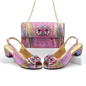 Shoes and bags matching hot diamond jewelry flower buckle high heel sandals fashion, banquets, weddings, parties - AliExpress Women's Handbags