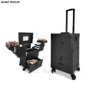 New Women Trolley Cosmetic Bags on Wheel,Nails Makeup Toolbox,Detachable Foldable Beauty Suitcase Travel Rolling Luggage case - AliExpress Luggage