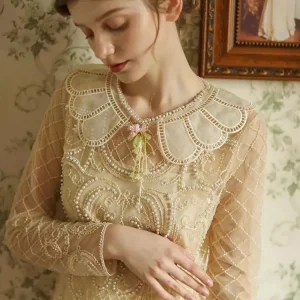 84-102cm Bust Spring Summer 2024 Women Elegant Loose Mori Kei Girl Handmade Beading Tassels Blouse/Shirts - AliExpress Shirts & Blouses