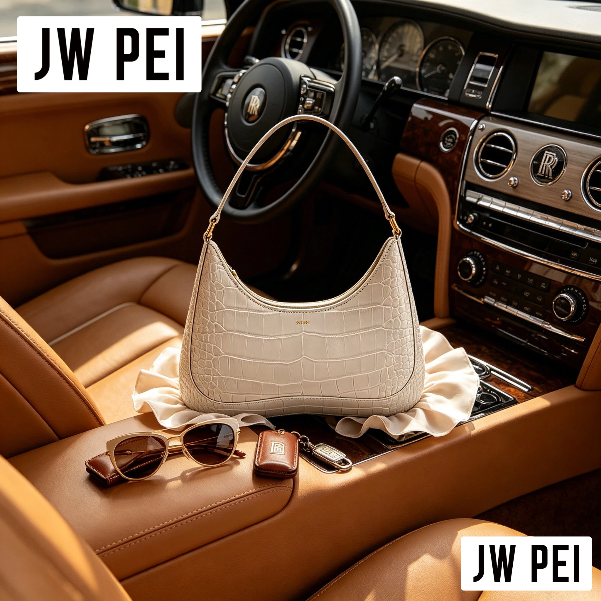 Black JW PEI Crocodile Print Slim Hobo Bag Women Embossed Faux Leather Retro Daily Wear Underarm Shoulder Purse - AliExpress Women's Handbags