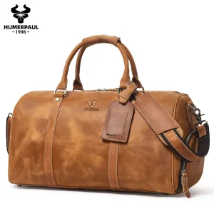 Men's Crazy Horse Leather Duffle Bag Large Capacity Travel Luggage Bag Fits 15'' Laptop & Shoes Durable Totes Bags for Business - AliExpress Travel Bags