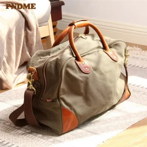 PNDME casual canvas genuine leather men's travel bag weekend outdoor large-capacity handbag designer women's fitness luggage bag - AliExpress Travel Bags