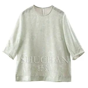 Warm and Elegant Blouse New Chinese Heavy Silk Four-warp Twist Round Neck Seven-quarter Sleeve Shirt  Women's 48W4 - AliExpress Shirts & Blouses