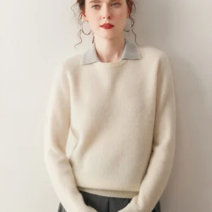 TLOML Women's 100% Cashmere Sweater Shirt Collar False Two-piece Pullover Knitwear Autumn Winter Soft Simple Style Cashmere Tops - AliExpress Sweaters&Jumpers