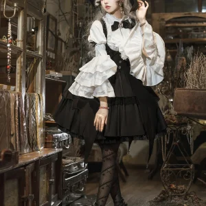 Original Lolita Gothic Fashion Long Sleeve Shirt Femme Spring and Autumn Solid Color Punk Y2k 2025 New Womens Tops - AliExpress Shirts & Blouses
