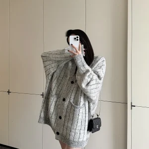 ay Woolen Knitted Open Cardigan Women's Loose Sle Autumn Winter New Faion Sweater Jaet V-ne Long Sve Regular Fit - AliExpress Sweaters&Jumpers