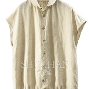 Cool Breeze Blouse Natural Rain Dew Linen Relaxation Bag Rotator Sleeve Drawstring Shirt Women's 82L8 - AliExpress Shirts & Blouses