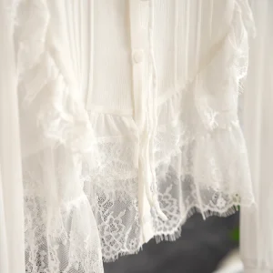White Lace Trim Short Sleeve Long Shirt Original Design Fitted Women's Breathable Comfortable Lacey Style Floral Patterned - AliExpress Shirts & Blouses