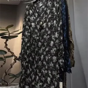 Hong Kong Fashion plus Size Women's Midi Shirt Spring New Loose Slimming Chiffon Top Korean Style V-Neck Long Sleeve Floral P... - AliExpress Shirts & Blouses