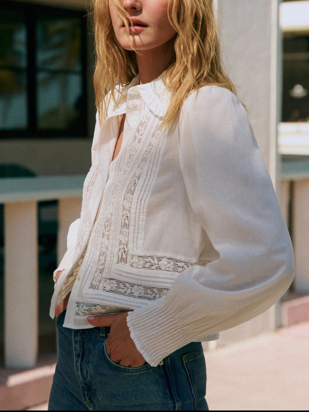 Elegant White Doll Collar Long Sleeve Shirt HEIDD Spring Summer 2026 Patchwork Embroidery Lace Cotton Blend Women's Shirt - AliExpress Shirts & Blouses