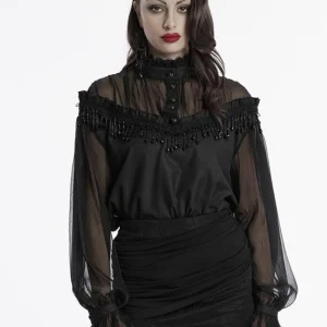 Gothic Style Loose Long Sleeve See-through Shirt Women's Design Sensation Rock 2025 New Style Overhead Elegant Top - AliExpress Shirts & Blouses