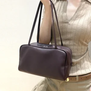 Minimalist Style Genuine Leather Bowling Bag 25cm Water Absorbing Sheepskin Women's Commuter Single Shoulder Handbag - AliExpress Women's Handbags